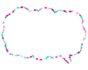 ステンドグラス風吹き出し　三角形模様　細長い雲形