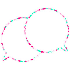 ステンドグラス風吹き出し　三角形模様　重なる会話