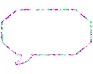 ステンドグラス風吹き出し　三角形模様　細長い八角形