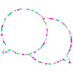 ステンドグラス風吹き出し　三角形模様　重なる会話