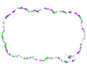 ステンドグラス風吹き出し　三角形模様　細長い雲形