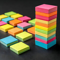 Obraz premium close up view of stacked sticky cultured note cube