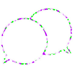 ステンドグラス風吹き出し　三角形模様　重なる会話