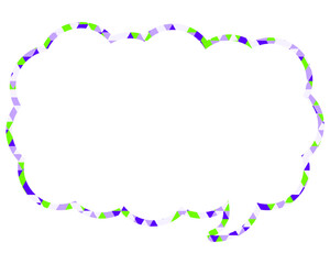 ステンドグラス風吹き出し　三角形模様　細長い雲形