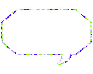 ステンドグラス風吹き出し　三角形模様　細長い八角形