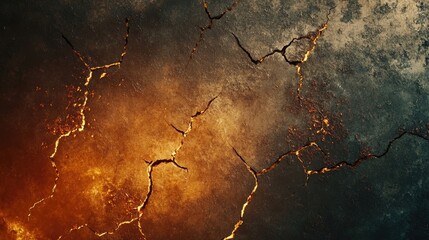 Obraz premium Surface fissures and cracks from earthquake top view in ground, concrete, crevices from disaster. Breaks on land surface isolated. Broken ground, wall, glass pattern effect.