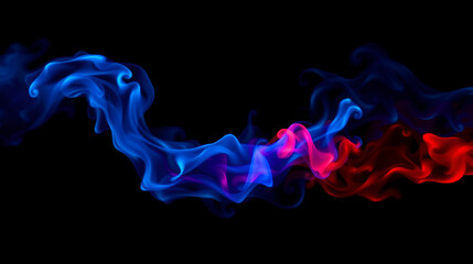 Abstract image of blue and red fire clashing in the dark, creating a vibrant contrast.