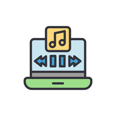 Music software colored icons, minimalist vector illustration ,simple transparent graphic element .Isolated on white background