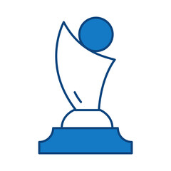Trophy Blue Line Icon. Award, Success, Achievement, Sport, Competition, Medal, Champion, Winner, Leadership Editable Stroke Vector Illustration.