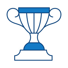 Trophy Blue Line Icon. Award, Success, Achievement, Sport, Competition, Medal, Champion, Winner, Leadership Editable Stroke Vector Illustration.