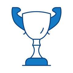 Trophy Blue Line Icon. Award, Success, Achievement, Sport, Competition, Medal, Champion, Winner, Leadership Editable Stroke Vector Illustration.