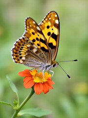 Obraz premium Silver-washed fritillary (Argynnis paphia) feeding on feces coprophagy