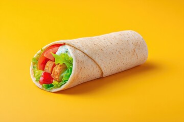 freshly prepared shawarma on vibrant color background