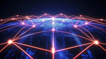 Digital connection background with interconnected nodes and glowing lines