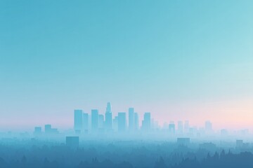 Naklejka premium hazy cityscape veiled in smog under pale sky