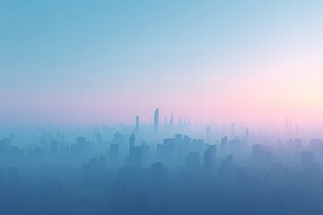 Fototapeta premium hazy cityscape veiled in smog under pale sky