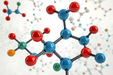 Obraz premium 3d render of molecule, 3D Molecular Structure Visualization in Green Background