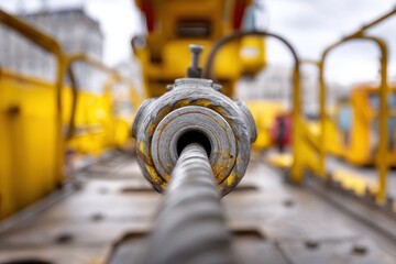 Fototapeta premium Crane s hydraulic tube focused shot
