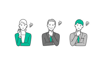 人物 困った表情をしたビジネスマン ベクターイラストセット素材