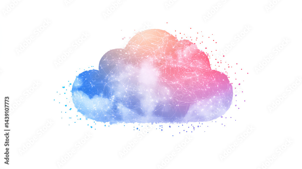 Poster cloud technology and digital file management showcasing secure data sharing, internet based storage,
