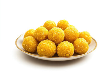 A plate of traditional Indian sweet treats called laddu