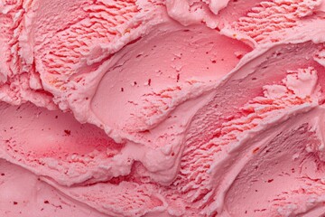 Horizontal layout featuring strawberry flavored ice cream with a top view background and texture