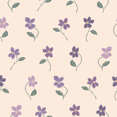 Vector Violet Flower Pattern Illustration Seamless for Wallpaper Background Cover Packaging