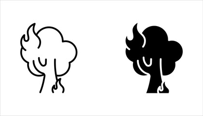 wildfire icons set in thin line style, forest fire icon set vector illustration on white background