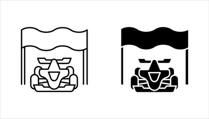 racing linear icon set. Highest class auto racing. finish vector illustration on white background
