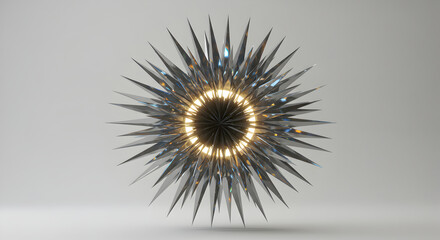 Radiant Silver Burst Abstract Object On White Background Glowing Center