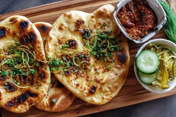 Naan with garlic and pickle