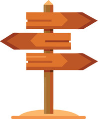 Wooden Arrow Sign Board Vector Illustration Rustic Pathfinding Directional Sign for Outdoor Design