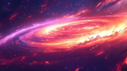 Obraz premium Cosmic spiral galaxy. Fiery swirling nebula