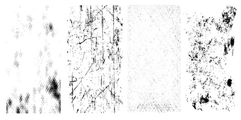 Grunge textures set. Collection of vector overlay, distress, textures .Simply Place texture over any Object to Create grunge,splattered ,dirty effect .Various distressed backgrounds for your design.