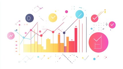 Fototapeta premium Colorful Data Visualization with Graphs and Chart Elements for Modern Analytics and Reporting