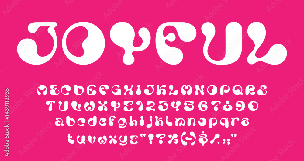 Fototapete y2k bubble font, funky groovy type, liquid fluid typeface, 3d balloon alphabet letters typography se