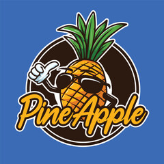Pineapple logo mascot wearing sunglasses