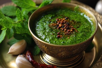Nutritious mint chutney with coriander mint and spices