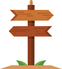 Wooden Arrow Sign Board Vector Illustration Rustic Pathfinding Directional Sign for Outdoor Design