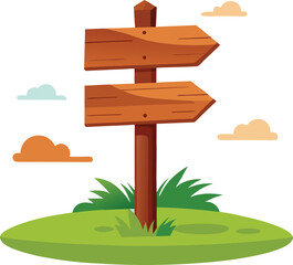 Wooden Arrow Sign Board Vector Illustration Rustic Pathfinding Directional Sign for Outdoor Design