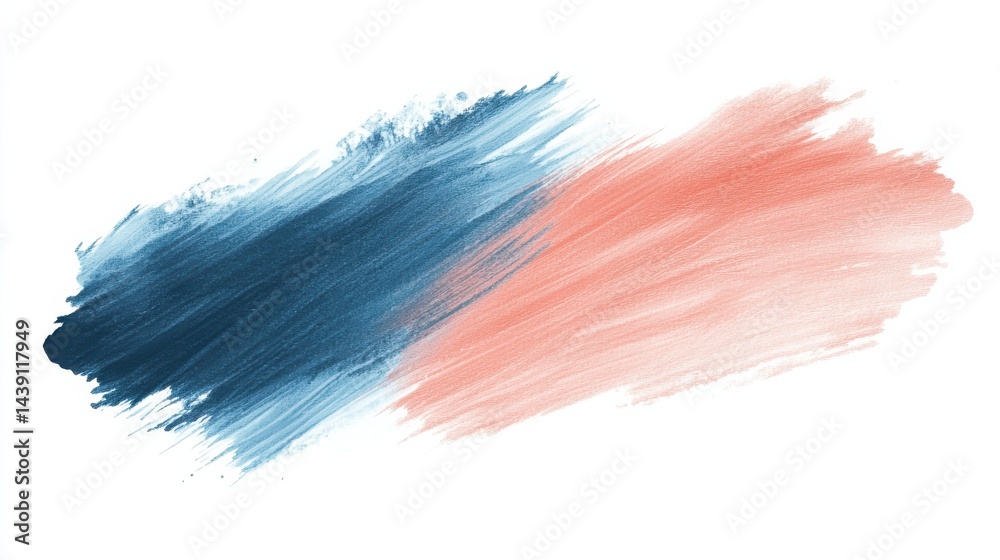 Aufkleber Muted Coral and Blue Pencil Stroke Background Design Element with Minimalist Painted Texture for Art Overlay
