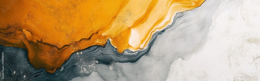 Leinwandbilder Minimalist amber and gray contrasting tones dissolve, blend, and merge in abstract swirls and patterns, creating a modern design.