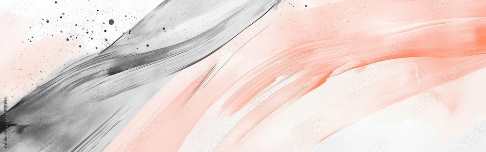 Poster Abstract pencil strokes wash with translucent layers of light pink and gray color blend smoothly for serene, modern design
