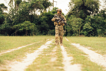 The brave soldier advanced cautiously, every step carefully calculated, fully aware that a single...