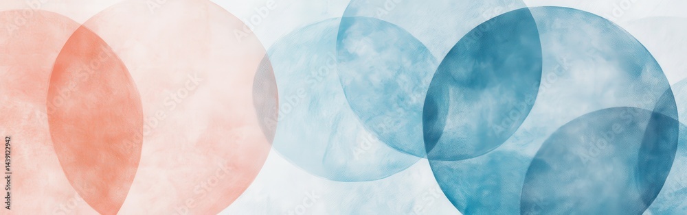 Aufkleber soft pencil strokes gradient with overlapping circles abstract background in pink and blue hues, per