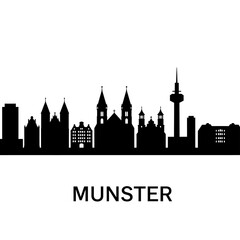 Fototapeta premium Mnster Skyline Silhouette with Germany, and Black.