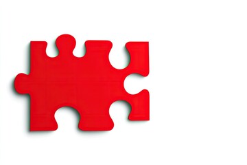 Red puzzle piece on white background