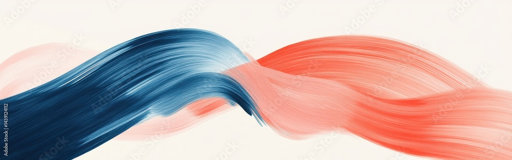 Leinwandbilder minimalist pencil strokes composition with smooth transitions and flowing curves in coral red and na