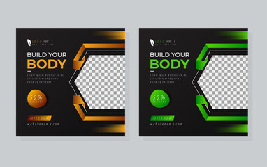 Set Of fitness gym social media templates