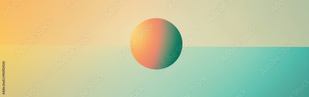 Aufkleber minimalist gradient circle transitioning from amber to teal over split backdrop, calm pastel hues, m